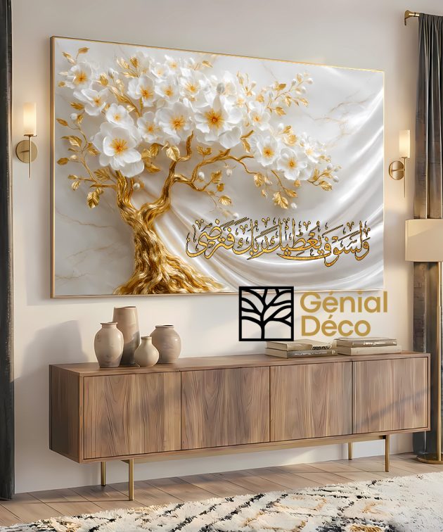 ✨ لوحة جدارية مع آية قرآنية مزخرفة {وَلَسَوْفَ يُعْطِيكَ رَبُّكَ فَتَرْضَىٰ } ✨
