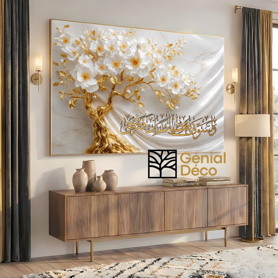 ✨ لوحة جدارية مع آية قرآنية مزخرفة {وَلَسَوْفَ يُعْطِيكَ رَبُّكَ فَتَرْضَىٰ } ✨