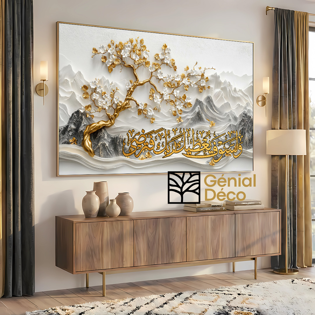 ✨ لوحة جدارية مع آية قرآنية مزخرفة {وَلَسَوْفَ يُعْطِيكَ رَبُّكَ فَتَرْضَىٰ } ✨ - الصورة 5